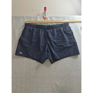 Lacoste Monochrome Swim Trunks Men 2XL Navy Blue Mesh Lined Quick Dry Drawstring